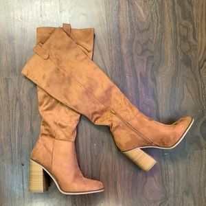 Brown knee high boots